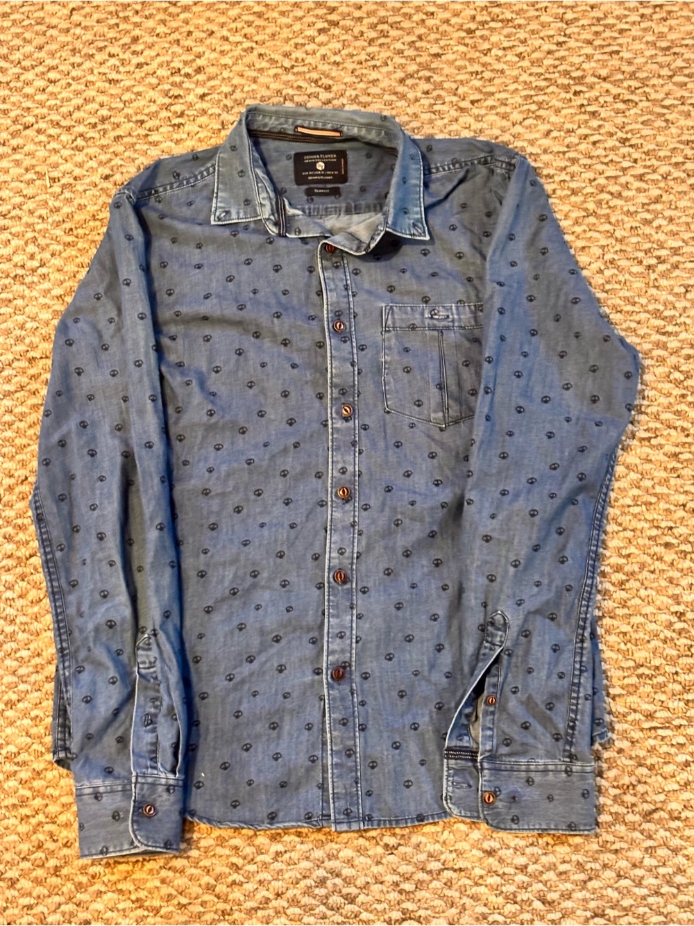 Denim & Flower Men's Blue Denim Shirt Jacket
